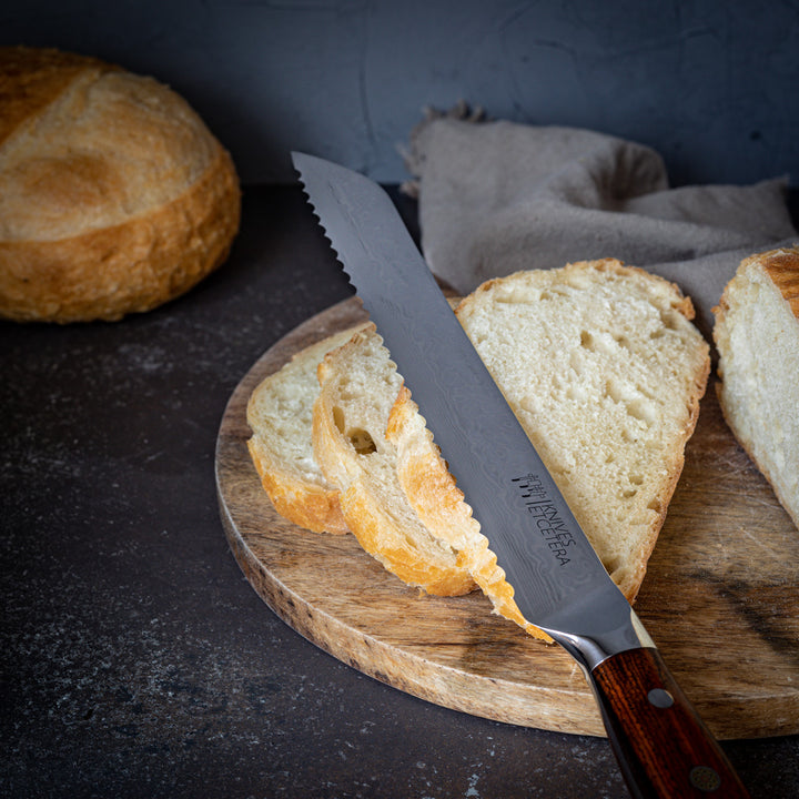 when using a serrated knife to cut bread what is the proper technique