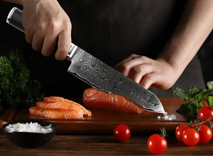 knife block with damascus set